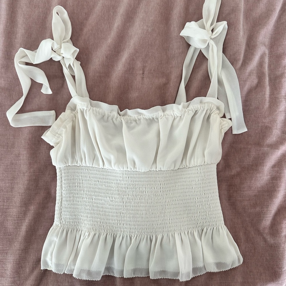 Aritzia Wilfred Ruched White Top